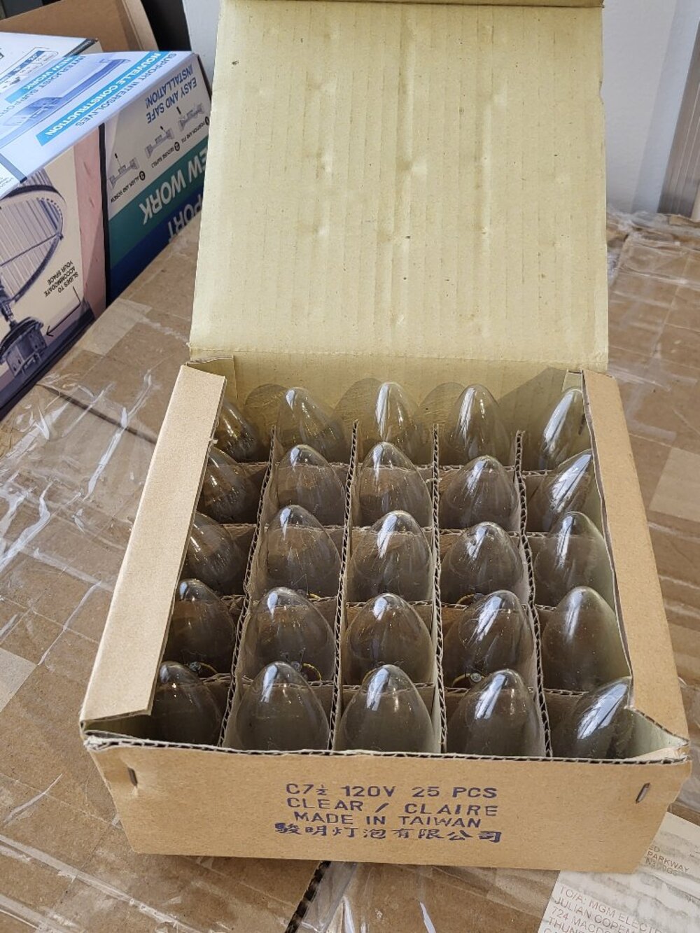 25 Pack Night Light Bulbs 7W Watt 120V Volt C7-1/2 Candelabra E12 Base Clear BD